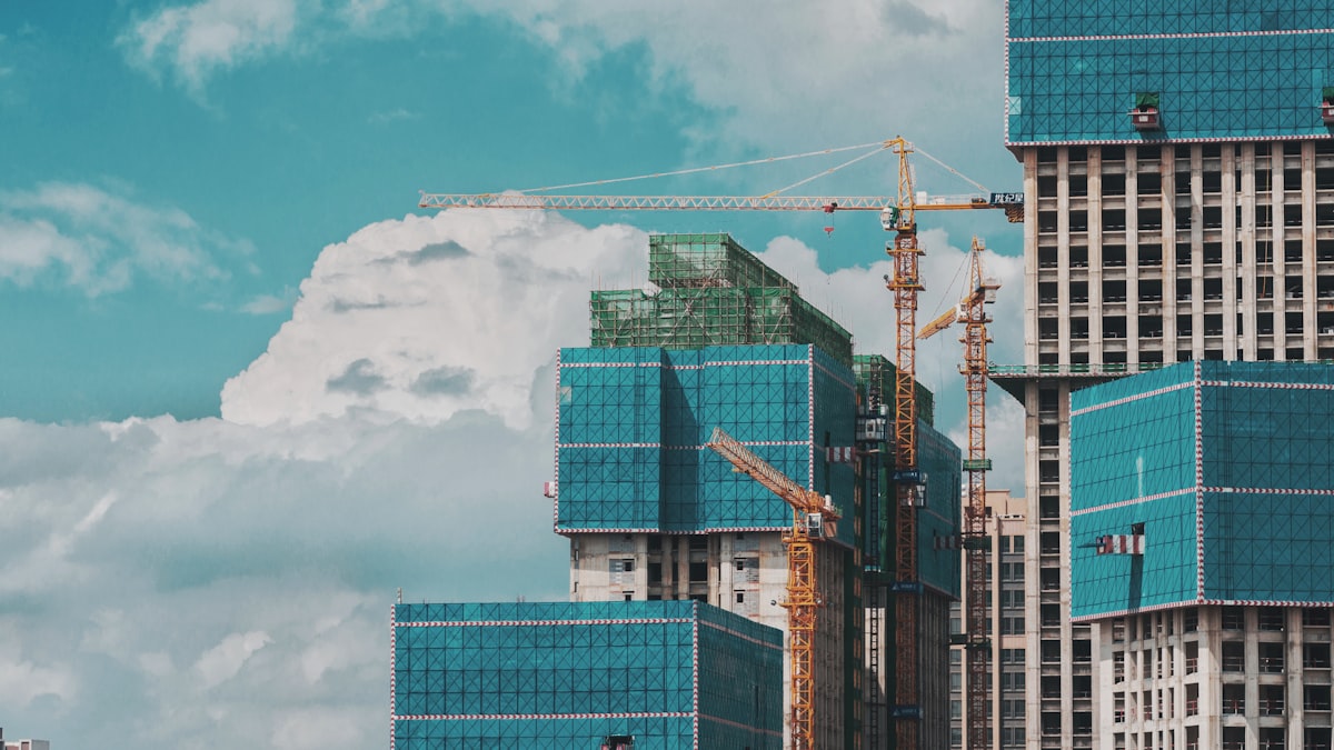 Building under construction with framing in place
